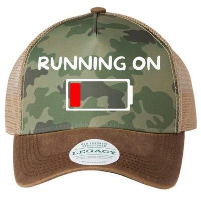 Funny marathon art Running low on battery empty Legacy Tie Dye Trucker Hat