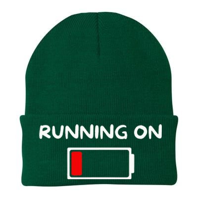 Funny marathon art Running low on battery empty Knit Cap Winter Beanie