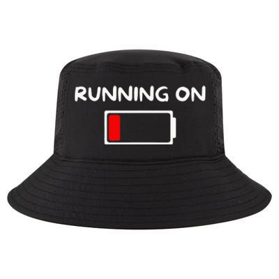 Funny marathon art Running low on battery empty Cool Comfort Performance Bucket Hat