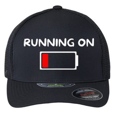 Funny marathon art Running low on battery empty Flexfit Unipanel Trucker Cap