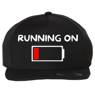 Funny marathon art Running low on battery empty Wool Snapback Cap