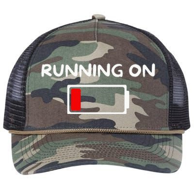 Funny marathon art Running low on battery empty Retro Rope Trucker Hat Cap