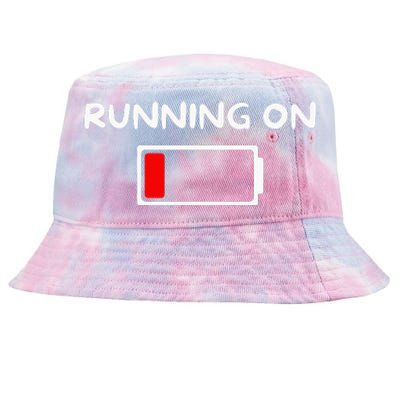 Funny marathon art Running low on battery empty Tie-Dyed Bucket Hat