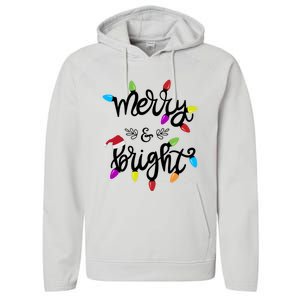 Funny Merry And Bright Christmas Lights Gift Performance Fleece Hoodie