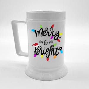 Funny Merry And Bright Christmas Lights Gift Beer Stein