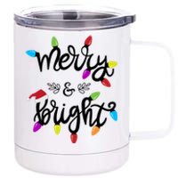 Funny Merry And Bright Christmas Lights Gift 12 oz Stainless Steel Tumbler Cup