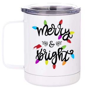 Funny Merry And Bright Christmas Lights Gift 12 oz Stainless Steel Tumbler Cup