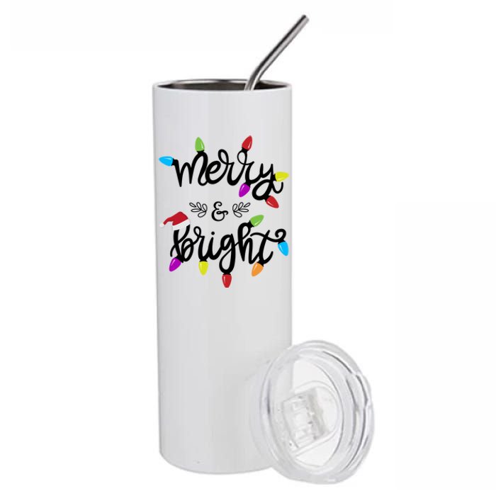 Funny Merry And Bright Christmas Lights Gift Stainless Steel Tumbler