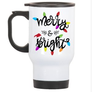 Funny Merry And Bright Christmas Lights Gift Stainless Steel Travel Mug