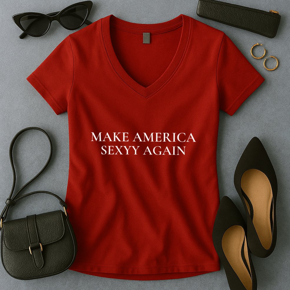 Funny Make America Sexyy Again Women's V-Neck T-Shirt
