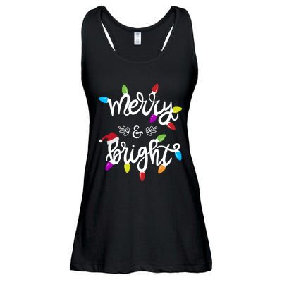 Funny Merry And Bright Christmas Lights Gift Ladies Essential Flowy Tank