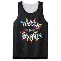 Funny Merry And Bright Christmas Lights Gift Mesh Reversible Basketball Jersey Tank