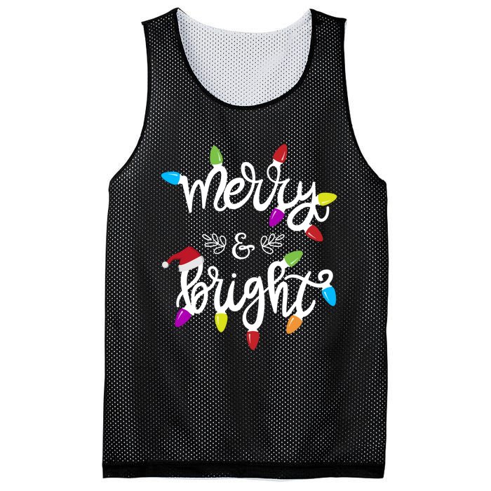 Funny Merry And Bright Christmas Lights Gift Mesh Reversible Basketball Jersey Tank