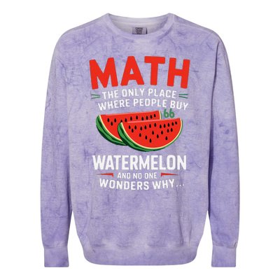 Funny Math And Watermelons Mathematics Calculation Numbers Colorblast Crewneck Sweatshirt