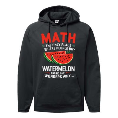 Funny Math And Watermelons Mathematics Calculation Numbers Performance Fleece Hoodie