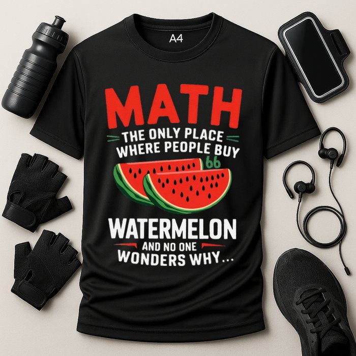 Funny Math And Watermelons Mathematics Calculation Numbers Cooling Performance Crew T-Shirt