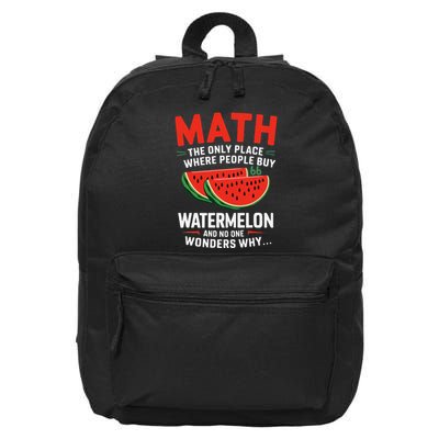 Funny Math And Watermelons Mathematics Calculation Numbers 16 in Basic Backpack