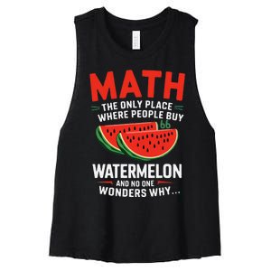 Funny Math And Watermelons Mathematics Calculation Numbers Women's Racerback Cropped Tank