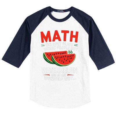 Funny Math And Watermelons Mathematics Calculation Numbers Baseball Sleeve Shirt