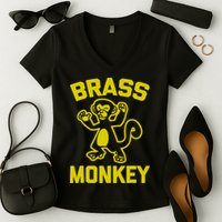 Funky Monkey Brass Monkey Women's V-Neck T-Shirt