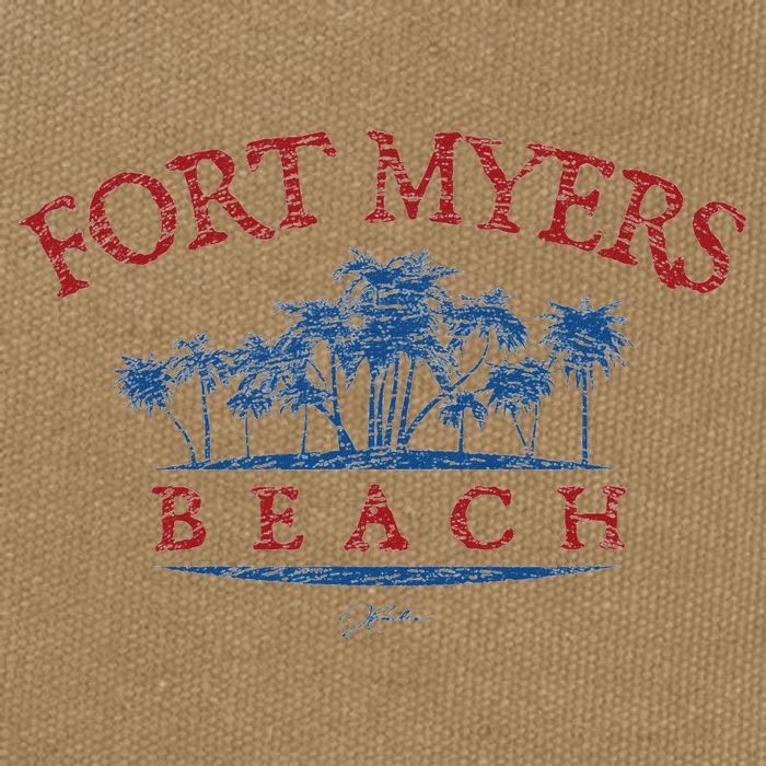 Fort Myers Beach Fl Palm Trees On Beach Cotton Canvas Backpack