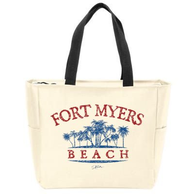 Fort Myers Beach Fl Palm Trees On Beach Zip Tote Bag