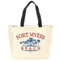 Fort Myers Beach Fl Palm Trees On Beach Zip Tote Bag