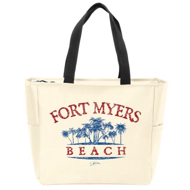 Fort Myers Beach Fl Palm Trees On Beach Zip Tote Bag