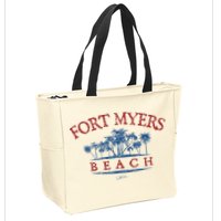 Fort Myers Beach Fl Palm Trees On Beach Zip Tote Bag