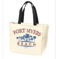 Fort Myers Beach Fl Palm Trees On Beach Zip Tote Bag