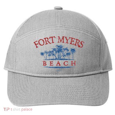 Fort Myers Beach Fl Palm Trees On Beach 7-Panel Snapback Hat