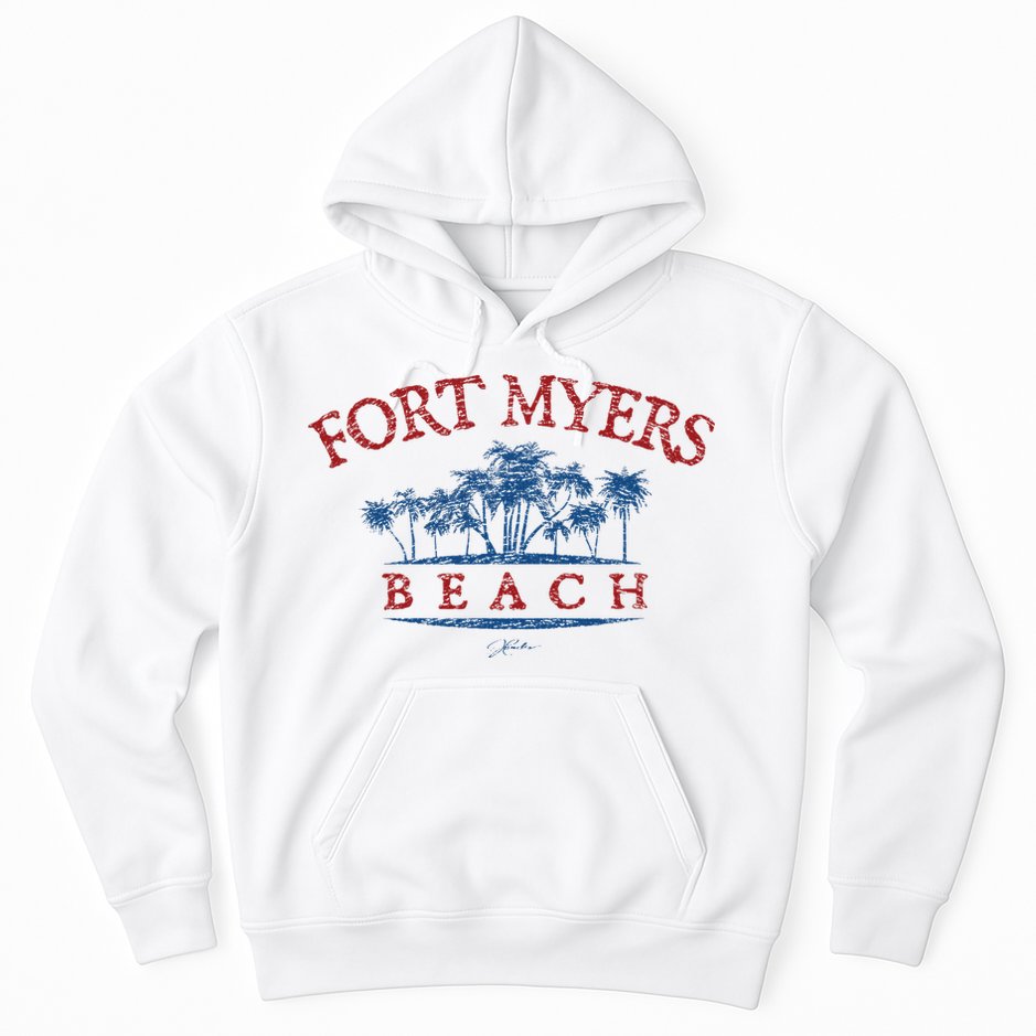 Fort Myers Beach Fl Palm Trees On Beach Hoodie