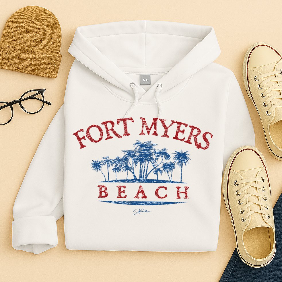 Fort Myers Beach Fl Palm Trees On Beach Hoodie
