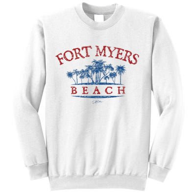 Fort Myers Beach Fl Palm Trees On Beach Sweatshirt