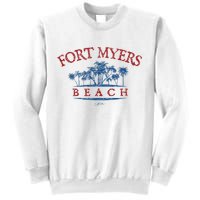 Fort Myers Beach Fl Palm Trees On Beach Sweatshirt