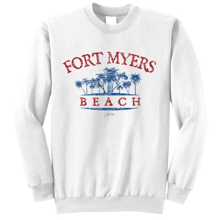 Fort Myers Beach Fl Palm Trees On Beach Sweatshirt