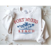 Fort Myers Beach Fl Palm Trees On Beach Sweatshirt