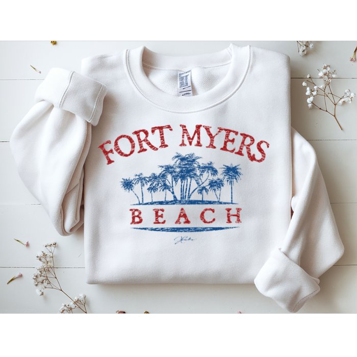 Fort Myers Beach Fl Palm Trees On Beach Sweatshirt
