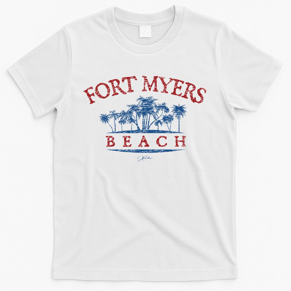 Fort Myers Beach Fl Palm Trees On Beach T-Shirt