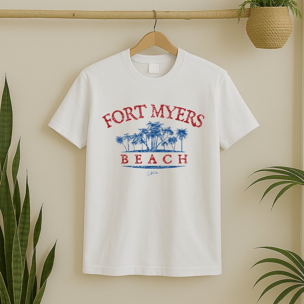 Fort Myers Beach Fl Palm Trees On Beach T-Shirt