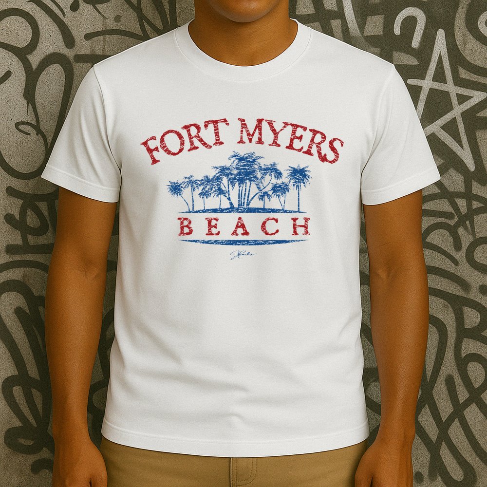 Fort Myers Beach Fl Palm Trees On Beach T-Shirt