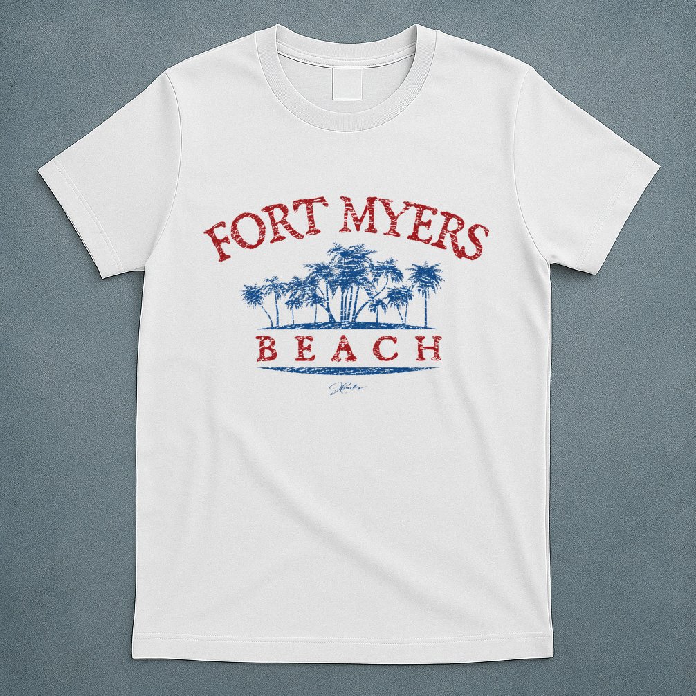 Fort Myers Beach Fl Palm Trees On Beach T-Shirt