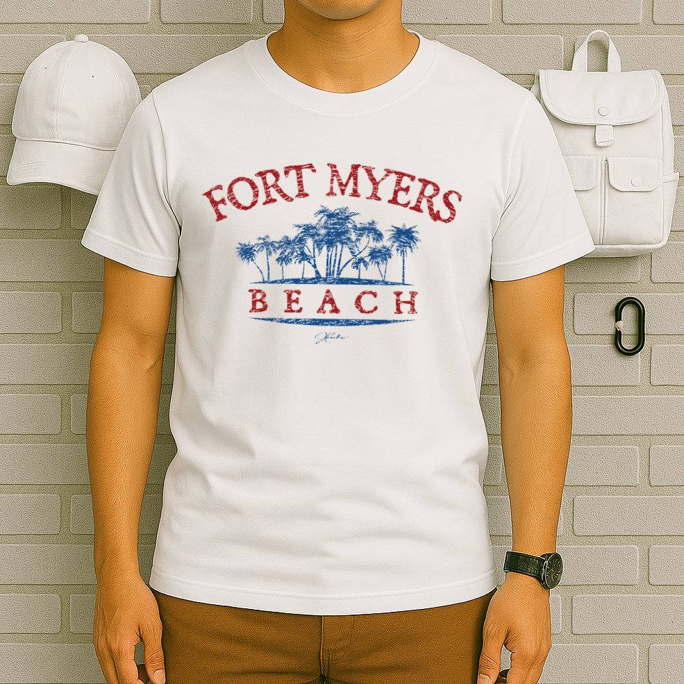 Fort Myers Beach Fl Palm Trees On Beach T-Shirt