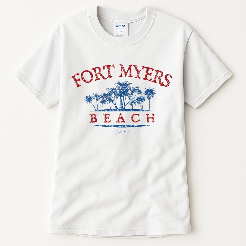 Fort Myers Beach Fl Palm Trees On Beach Tall T-Shirt