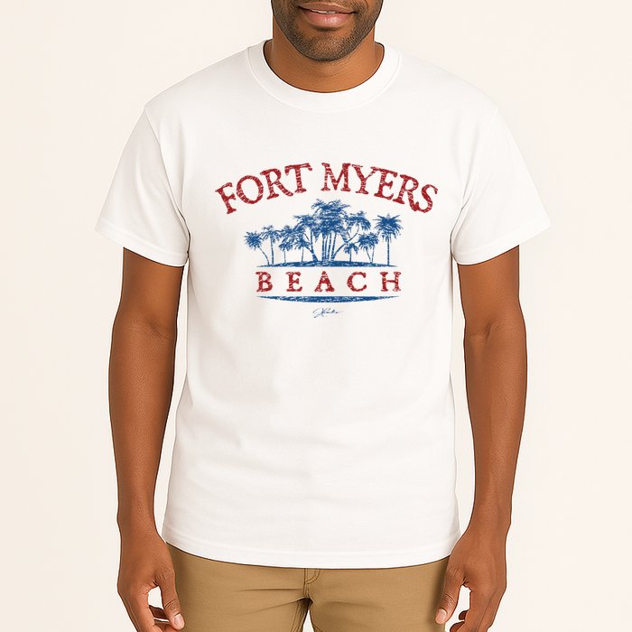 Fort Myers Beach Fl Palm Trees On Beach Tall T-Shirt
