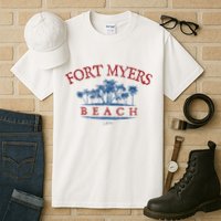 Fort Myers Beach Fl Palm Trees On Beach Tall T-Shirt