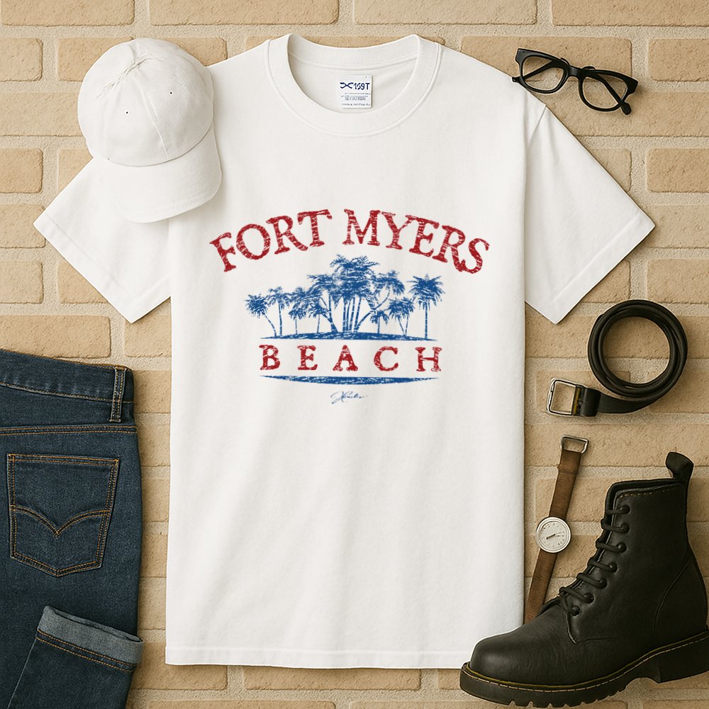 Fort Myers Beach Fl Palm Trees On Beach Tall T-Shirt