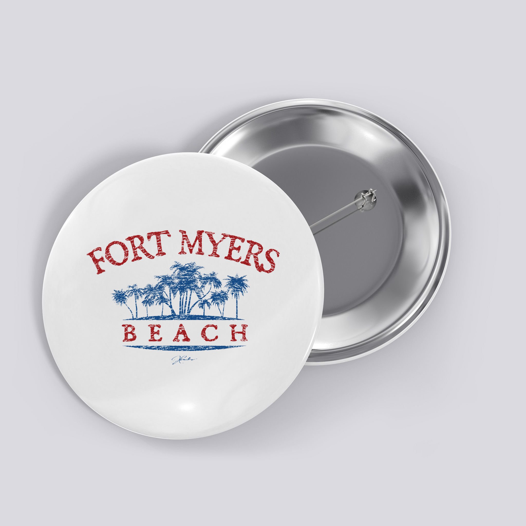 Fort Myers Beach Fl Palm Trees On Beach Button