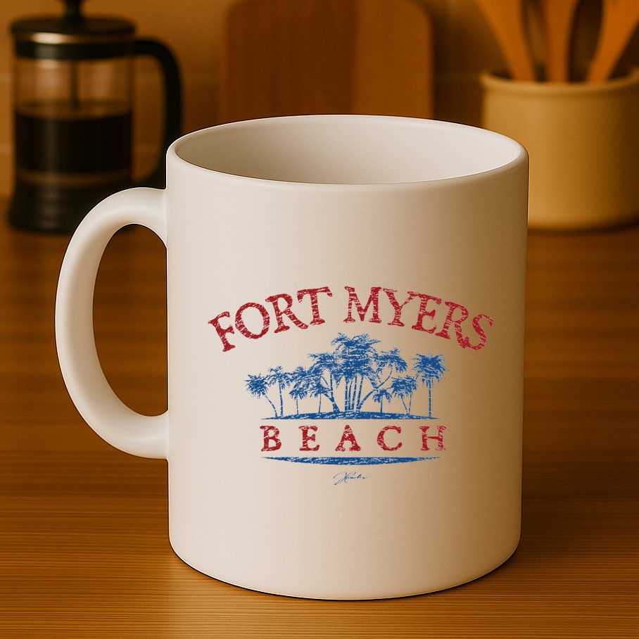 Fort Myers Beach Fl Palm Trees On Beach Mug