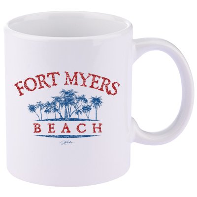 Fort Myers Beach Fl Palm Trees On Beach 11oz C Handle Ceramic Mug